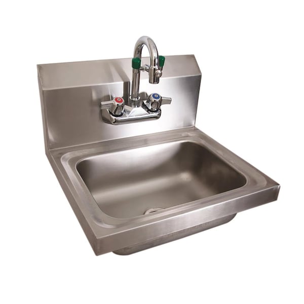 Bk Resources Hand Sink Stainless Steel W/ Eye Wash Station, Faucet 14 in x10 in x5 in BKHS-W-1410EY-P-G - main